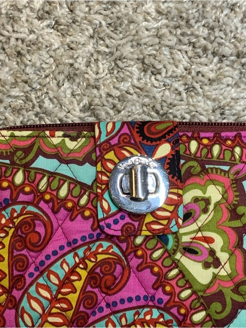 Vera Bradley Quilted Paisley Wristlet Wallet - Pink, Teal & Lime - Picture 2 of 7